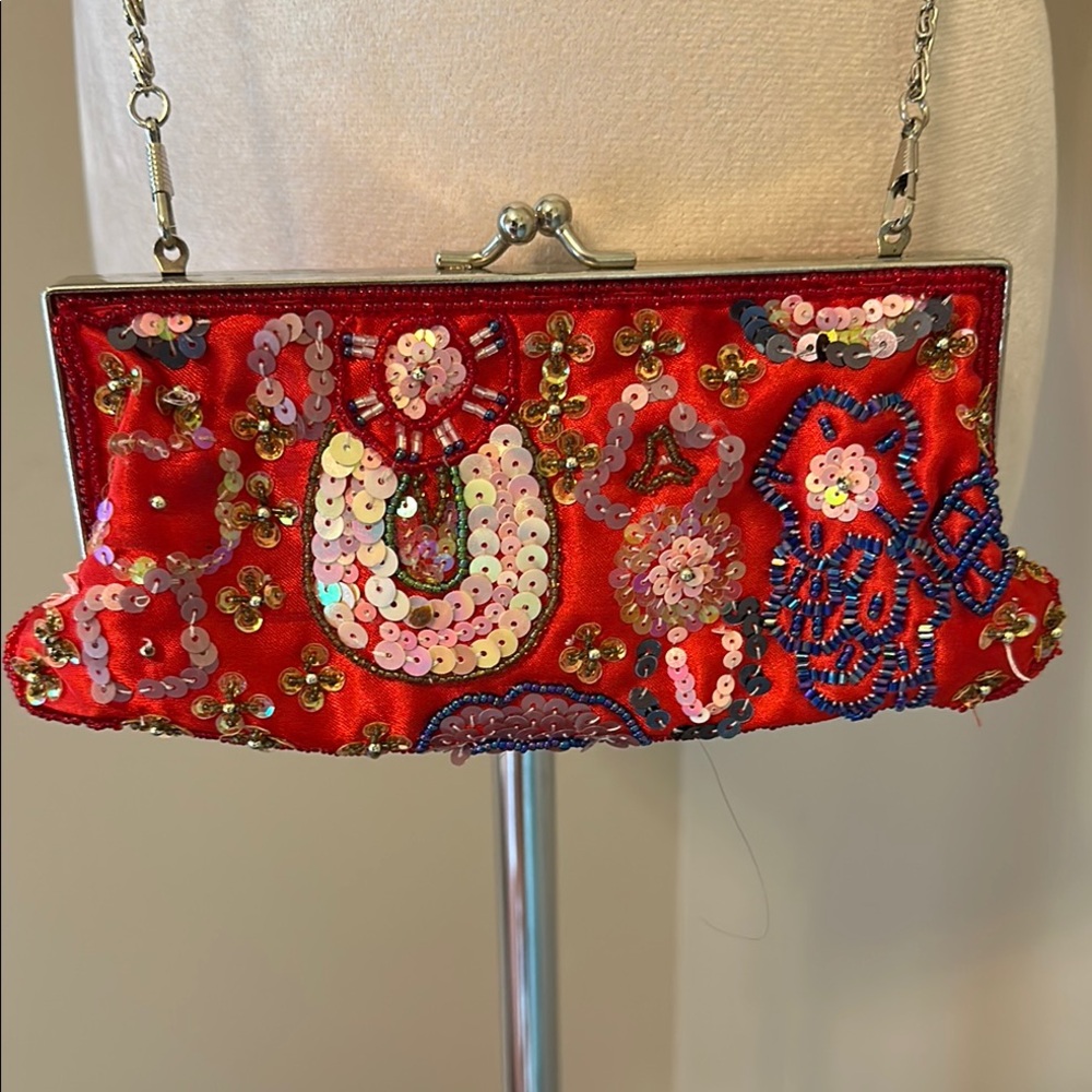 Bijoux Terner Red Sequin Mini Bag